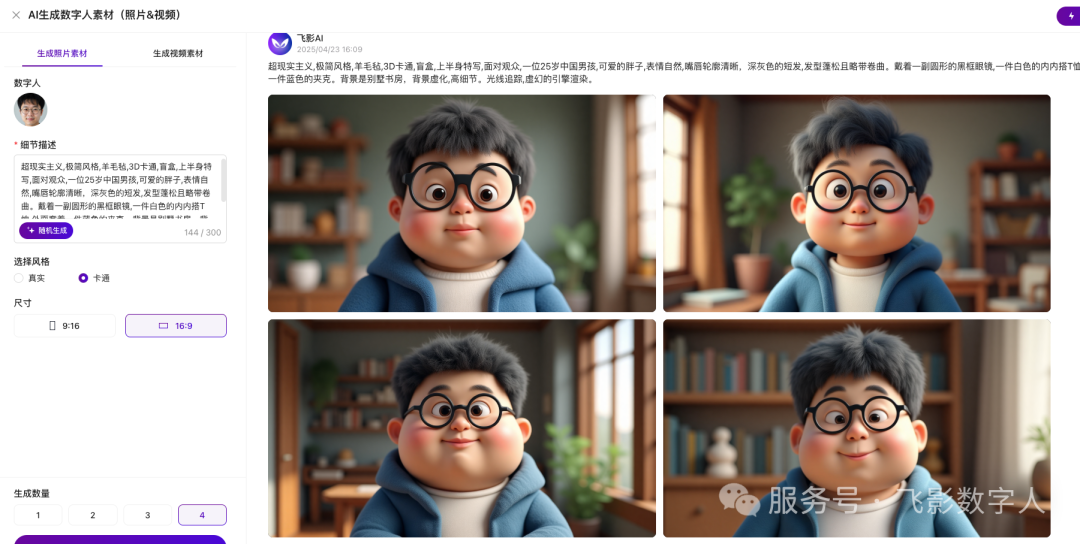 生成出的卡通人物照片素材