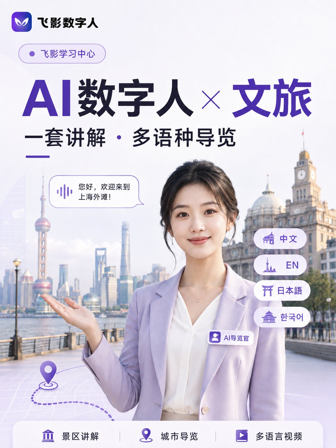 景区讲解怎么做多语种？用 AI 数字人批量制作导览视频
