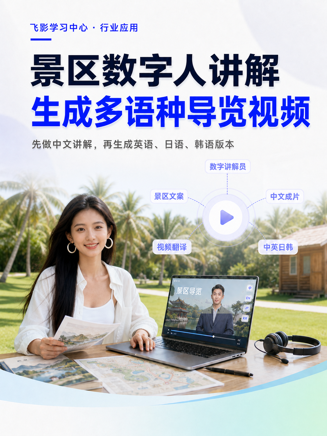 景区讲解怎么做多语种？用 AI 数字人批量制作导览视频