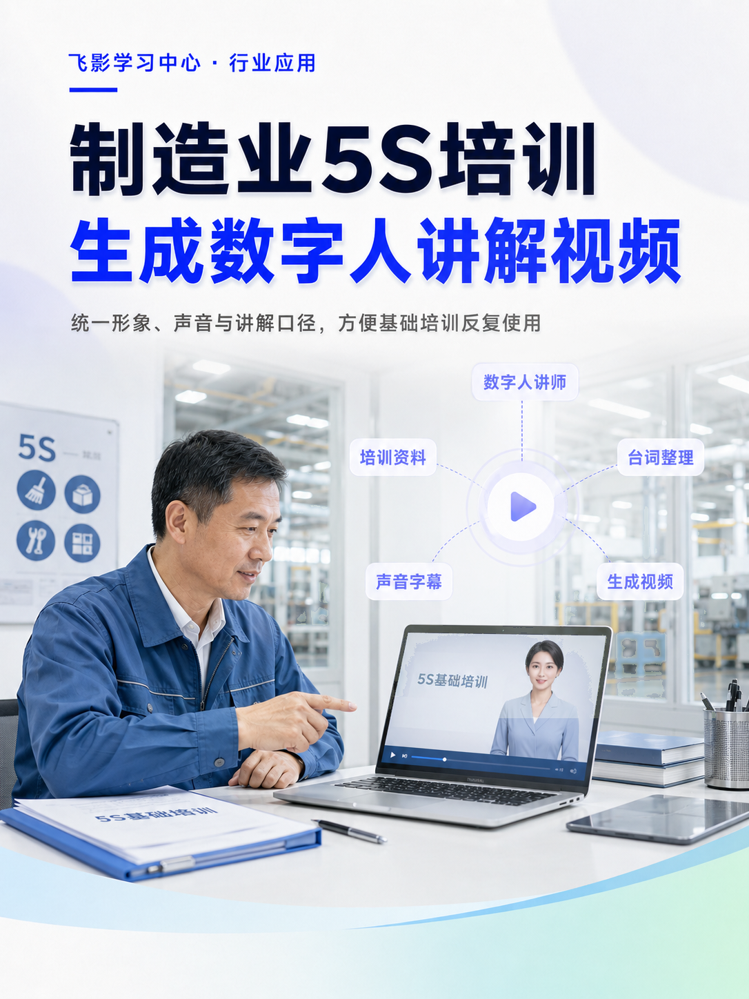 制造业培训怎么做得更统一？用飞影数字人制作 5S 培训视频